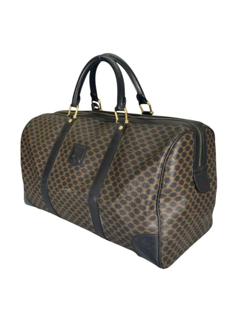 Celine Macadam 45 Boston Bag Leather Brown